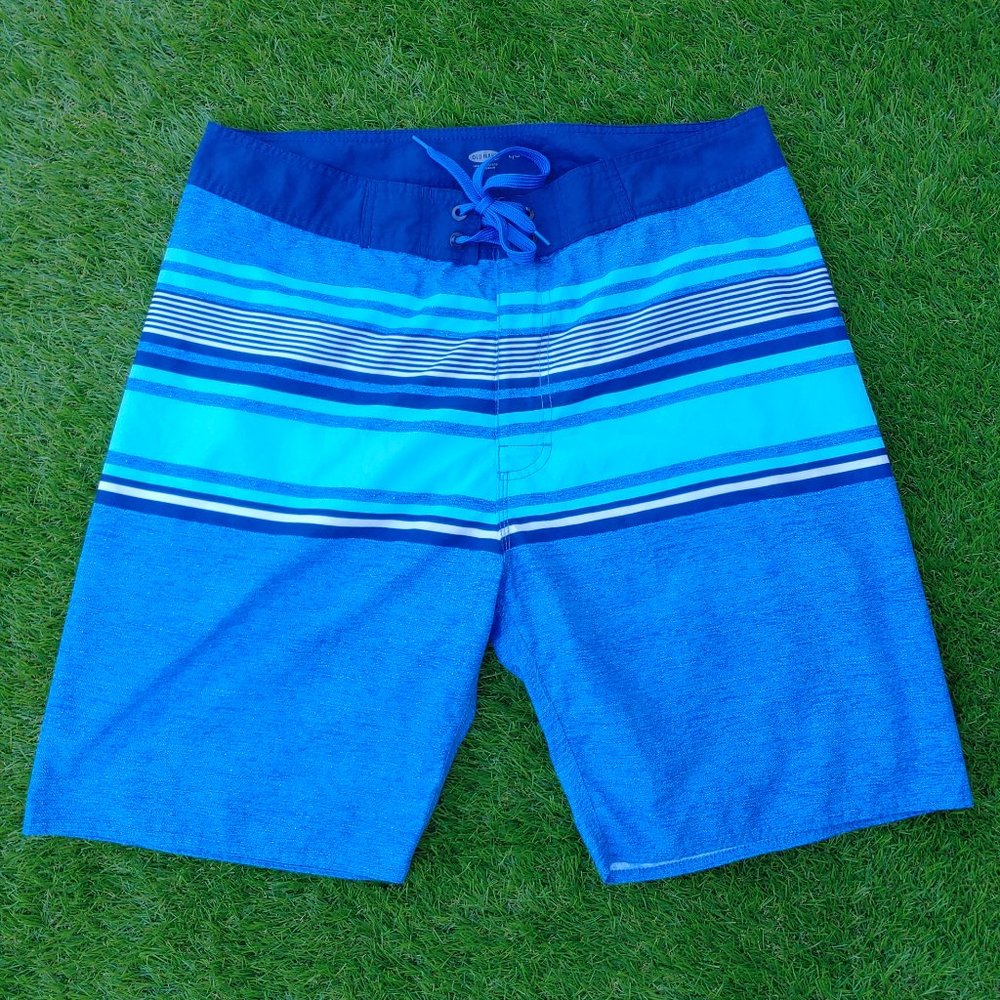 Excellent Used Condition Men's OLD NAVY Board Shorts Blue Stripe Size Large